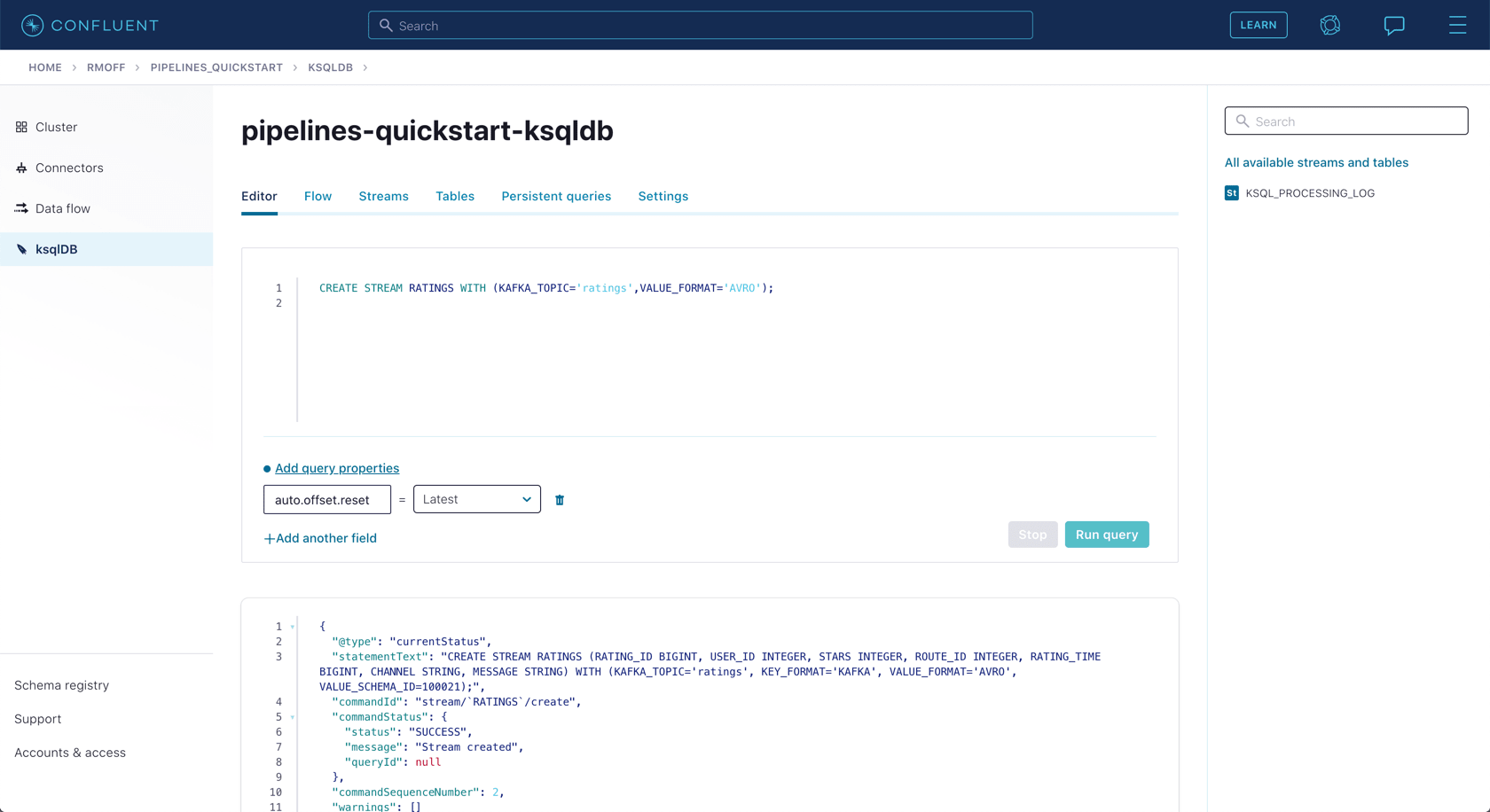 Creating ksqlDB Streams - Kafka Data Pipeline